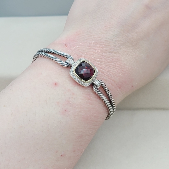 David Yurman Albion Bracelet With Garnet, Diamonds and 18k Gold - Picture 3 of 12